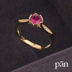 pān Petal-Set Ring — Magenta Stone in Gold-Plated Sterling Silver