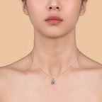 pān Blue Teardrop Sterling Silver Pendant Necklace